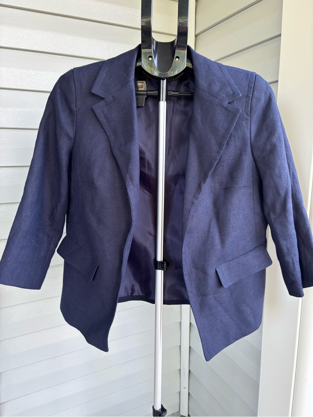 Talbots Linen Blazer‎ Womens Size 4 Navy Blue 100% Linen Lined Career